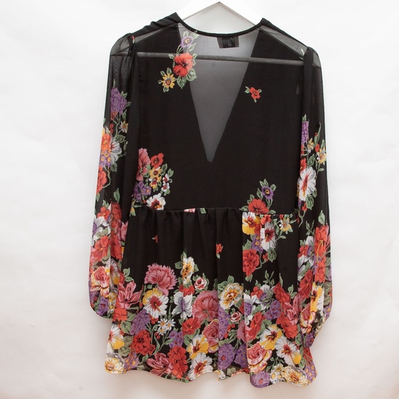 Show Me Your Mumu Boho Black Floral Slip On Dress - Picture 4 of 4